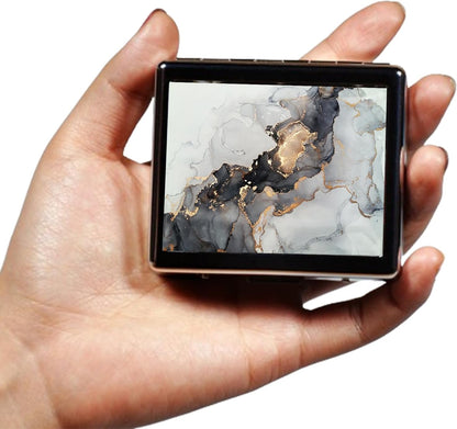 Silver Vintage Pill Box 7 Day Metal Pill Box with Mirror and 8 Compartments Cute Travel Pill Organizer for Purse (Black Gold Abstract Marble)