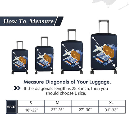 HYPER VENTURE Washable Luggage Cover - Fashion Suitcase Protector Fits 27-30 Inch Luggage (Journey, L)