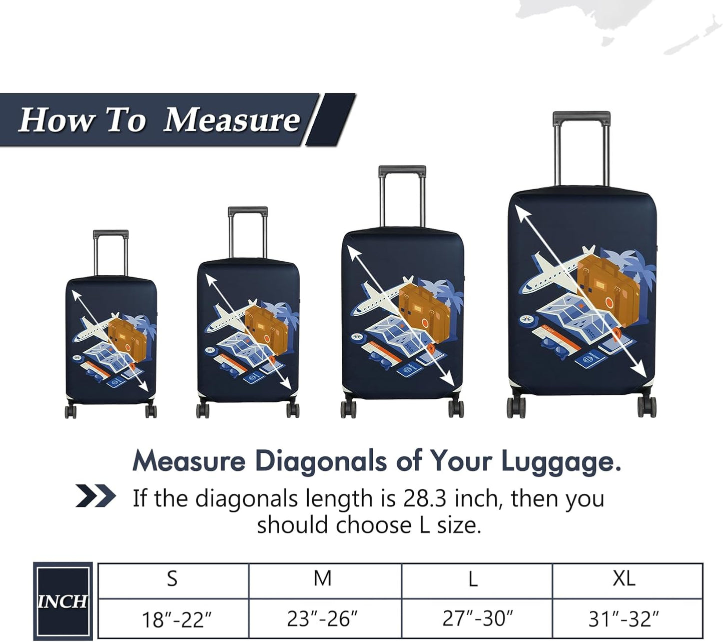 HYPER VENTURE Washable Luggage Cover - Fashion Suitcase Protector Fits 18-22 Inch Luggage (Journey, S)