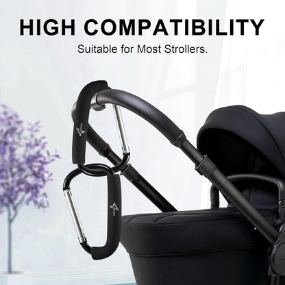 Stroller Hooks 2 Pack, 6.3" Large Mommy Hook Carabiner Clip for Shopping, Diaper Bags, Hanging Purse, Universal Stroller Accessories for Mom