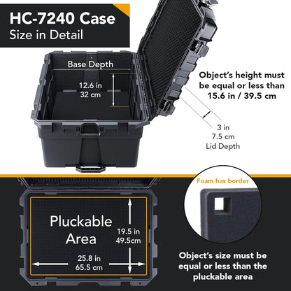 Lykus HC-7240 Large Waterproof Hard Case with Wheels and Customizable Foam, Interior Size 28.3x21.6x15.6 inch, Suitable for cameras, lenses, electronic equipment and more