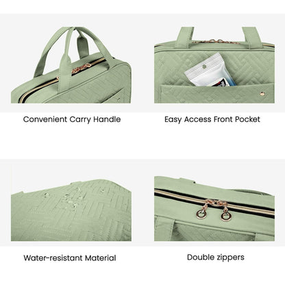 BAGSMART Toiletry Bag Travel Bag with Hanging Hook, Water-resistant Makeup Cosmetic Bag Travel Organizer for Accessories, Shampoo, Full-size Container, Toiletries (Green, Medium)