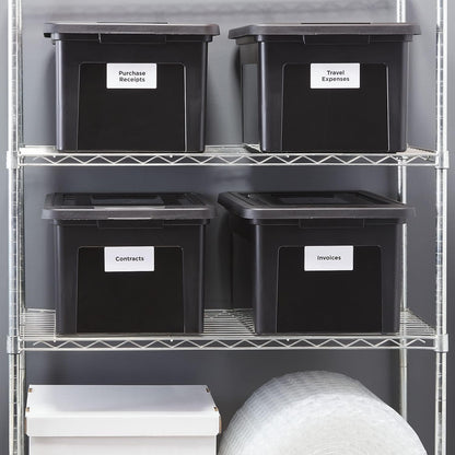 STAPLES Hanging File Folder Box, Storage Bin Organizer, Snap Lid, Letter & Legal Size Documents, Black