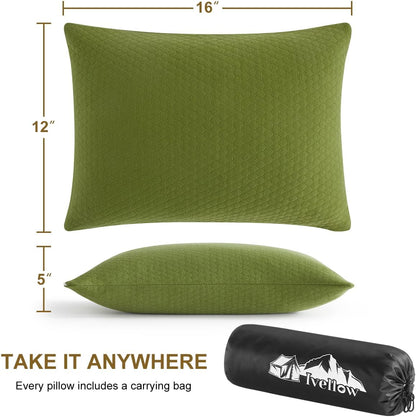 Ivellow Memory Foam Travel Pillow Compressible Camping Pillow for Sleeping Shredded Memory Foam Pillow Compact Firm Supportive Small Pillow for Adults Kids Outdoor Backpacking Hiking Essential Gear-S