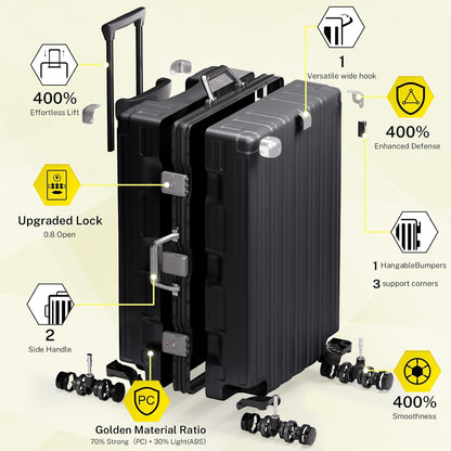 Krute Luggage Set 2 Pieces 20 28 Inch Aluminum Frame Carry on Luggages TSA Lock No Zipper Checked Suitcase with Spinner Wheels Lightweight PC Shell Hardside Suitcases