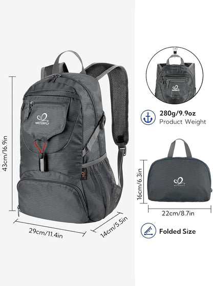 WATERFLY Small Lightweight Packable Backpack: 20l Ultra Light Foldable Travel Hiking Camping Daypack Day Pack for Man Woman
