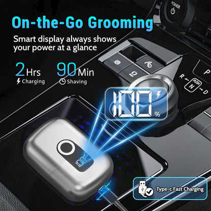 Electric Foil Shavers for Men: Mini Electric Razor, Foil Shaver for Face, IPX7 Waterproof Wet Dry Cordless Razor with 3 Floating Blades, LED Display, USB-C Fast Rechargeable for Travel & Home