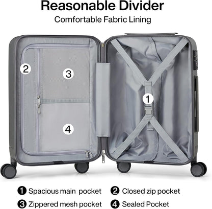 Hanke Luggage Sets 2 Piece with Spinner Wheels, 20/28 Inch Hard Shell Suitcases Set TSA Approved Luggage Travel Rolling Large Luggage(Graphite Grey)