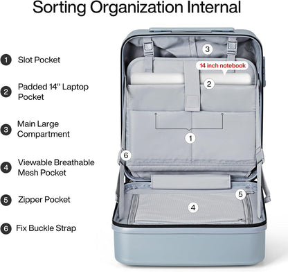 MILADA Underseat Carry On Luggage with Wheels 16 Inch Small Suitcase Personal Item Underseat Carry On Bag TSA Approved Carry On Luggage Hard Shell Suitcases Mini Travel Luggage, Grey
