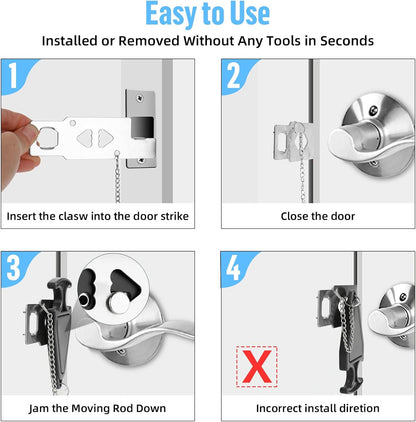 Upgraded Portable Door Lock & Door Stop Alarm, TOWODE Dual Protection Security Door Kit, Portable Door Lock for Travel Essential, for Traveling Hotel Home Apartment College House