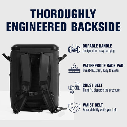 Magnetic Soft Cooler, Zipperless Soft Sided Cooler Bag for Men & Women, Insulated Backpack Coolers for Tailgating, Beach, Lunch, Picnic, Kayak