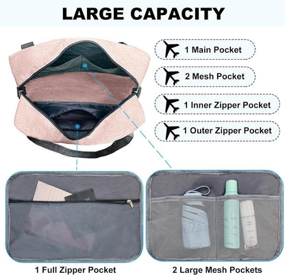 For Spirit Airlines Personal Item Bag 18x14x8 in Underseat Carry-on Luggage foldable Travel Duffle Bag for Airplanes(30L, Pink)