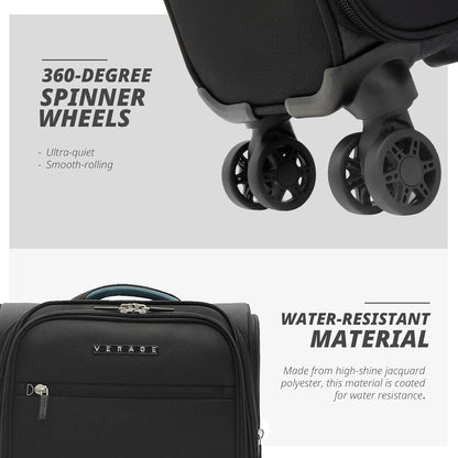 Verage Under Seat Luggage with Wheels, Softside Small Suitcase Spinner Carry On Luggage Bags for Airlines Airplanes Short Trip Men Women (Black, 14-Inch Underseat)