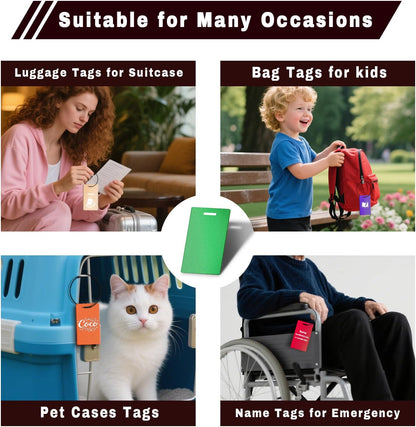 4PCS Personalized Luggage Tags for Travel Durable Aluminium Luggage Tags for Suitcases Custom Bag Tags for Backpacks Heavy Duty Personalized Name Tags for Birthday Gifts(Large,Red)