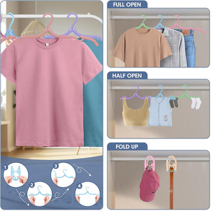 36 Pcs Travel Hangers Portable Foldable Travel Hanger Organizer, Plastic Cruise Ship Essentials Clothes Folding Hangers for Camping Flying RV Europe Vacation Essentials Suitcase, Pastel Multi