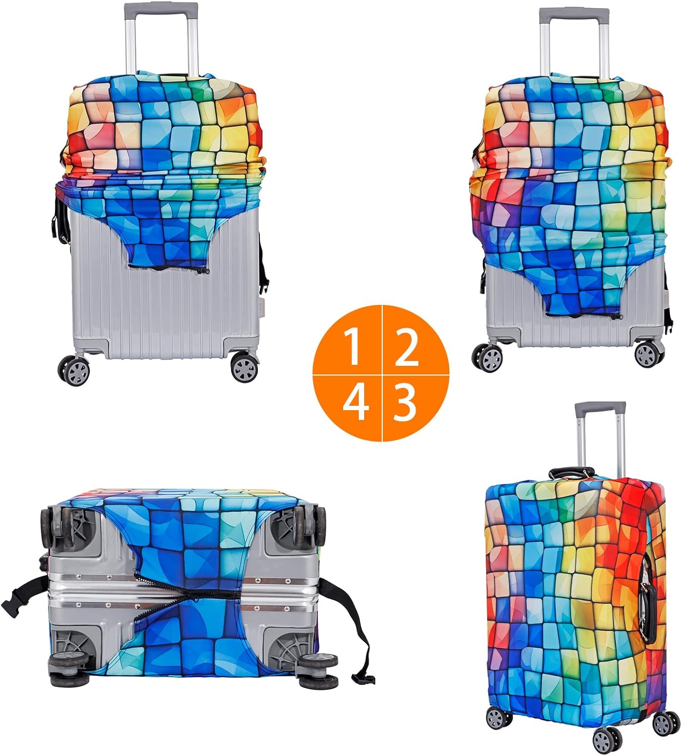 MosaiRudo Travel Luggage Covers For Suitcase Tsa Approved,Suitcase Cover Protector Fit 18-32 Inch Luggage Travel Accessories (T2507, XL)