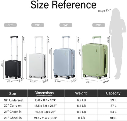 Hanke Hard Shell Luggage Sets 3 Pieces, Carry On and Checked Luggage Sets with Spinner Wheels, Durable PC Hardside Rolling Suitcase for Travel (16/24/28 Inch,Cuba Sand)