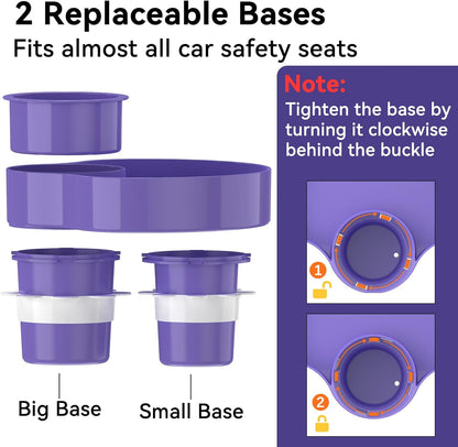 [2 Packs] Kids Car Seat Tray, Travel Tray with Cup Holder for Toddler Baby, Kids Car Seat Food Snack Organizer for Road Trip, Stroller snack Organizer Travel Must Haves (Purple, 2 PCS)