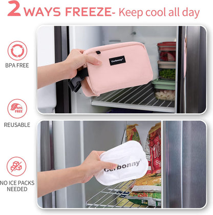 Small Cooler Bag Freezable Lunch Bag for Work School Travel,Small Lunch Bag,Small Insulated Bag For Kids/Adults,Freezer Lunch Bags,Freezable Snack Bag,Mini Lunch Bag Fit For Yogurt,Suit for 3+.