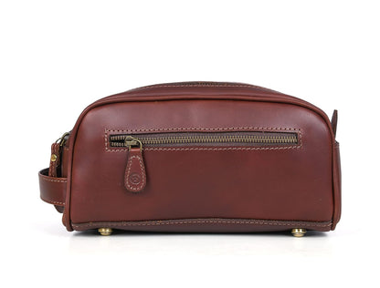 10" Premium Leather Toiletry Travel Pouch With Waterproof Lining | King-Size Handcrafted Vintage Dopp - Kit Gift for Father's Day By Aaron Leather Goods