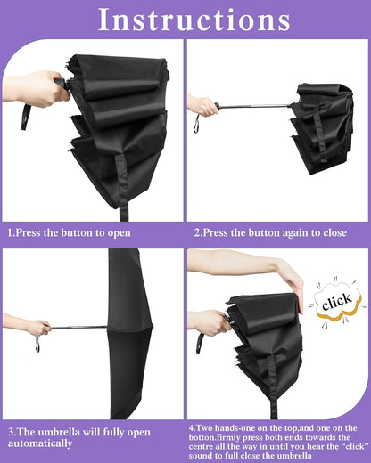 Yahenda 4 Pack Windproof Travel Umbrellas Bulk Automatic Open and Close Umbrella Folding Rain Umbrella for Men Women