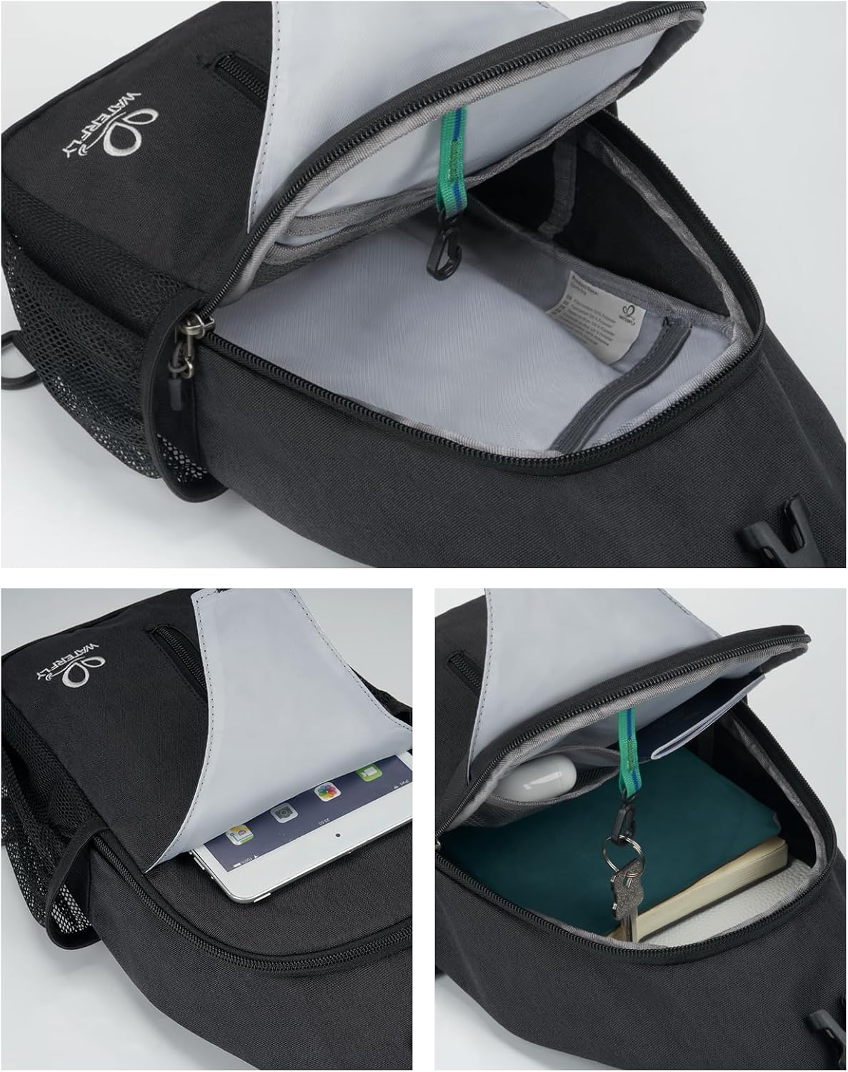 WATERFLY RFID Crossbody Sling Backpack Sling Bag Travel Hiking Chest Bag Daypack