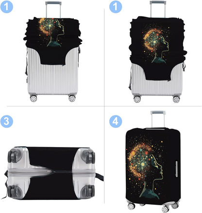 Luggage Cover Washable Suitcase Protector Anti-scratch Suitcase cover Fits 20-34 Inch Luggage (Girl-7, XL(32-34inch suitcase))