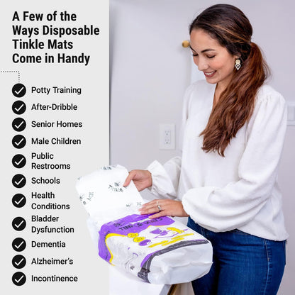 Tinkle Mat Disposable Toilet Commode Mat – Super Absorbent, Deodorizing Toilet Mats for Bathroom U Shaped – Great for Kid Potty Training, Incontinence & More – 24 x 24 Inches, 20 Pack, Lavender