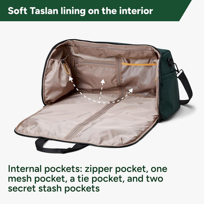 Halfday Convertible 2-in-1 Premium Garment Duffel Weekender Bag 45L | Wrinkle-Free Travel, Hanging Suit Compartment, Shoe Pockets, Trolley Sleeve. Balistic Nylon Carry-On, Palm