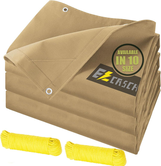 20’x30’ Canvas Tarp Heavy Duty Water Resistant Tarpaulins with Aluminum Grommets,UV Resistant, 22Mil Multipurpose Drop Cloth, 14oz Cover Sheet for Outdoor and Indoor Use with Ropes Yellow