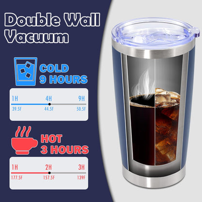 20oz Tumbler Bulk Stainless Steel Tumbler Cup with Lid Vacuum Insulated Double Wall Travel Mug, Durable Powder Coated Travel Coffee Tumbler Mug for Hot & Cold Drinks, Navy,8 Pack