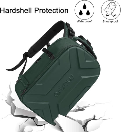 MOSISO Camera Backpack, DSLR/SLR/Mirrorless Photography Camera Bag Waterproof Artistic Geometric Hardshell Case with Tripod Holder&15-16 inch Laptop Compartment for Canon/Nikon/Sony, Emerald Green