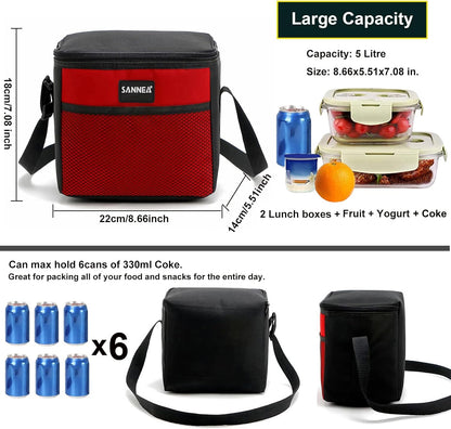 6 Can/5L Lunch Bag for Women Men Portable Lunch Box Small Cooler Bag Soft Collapsible Reusable Insulated Lunch Tote for Everyday Work Travel (Orange)