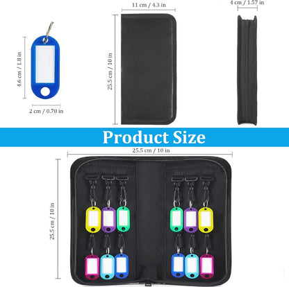Portable Zippered Key Organizer, Waterproof Fireproof Key Case with 12 Key Hooks and Tags,Portable Key Storage for Rental Management Real Estate Sales Hotel Executives and Car Service (12 keys)