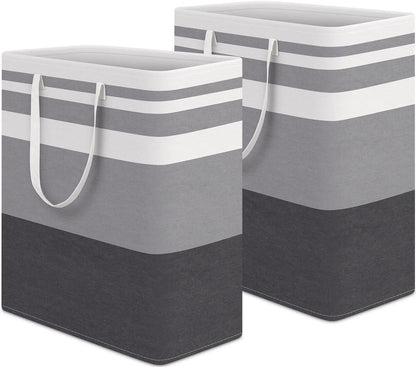 HomeHacks Laundry Basket,100L Each Waterproof, Freestanding Laundry Hamper, Collapsible Tall Clothes Hamper with Extended Handles for Clothes Toys in The Dorm and Family, 2-Pack Gradient Grey