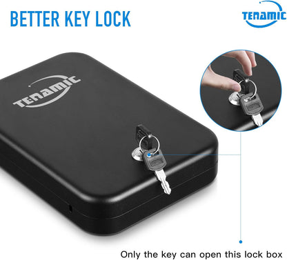 Tenamic Pistol Safe, Portable Travel Gun Safe, Solid Steel Handgun Lock Box for Home, Gun Safes for Car, Black