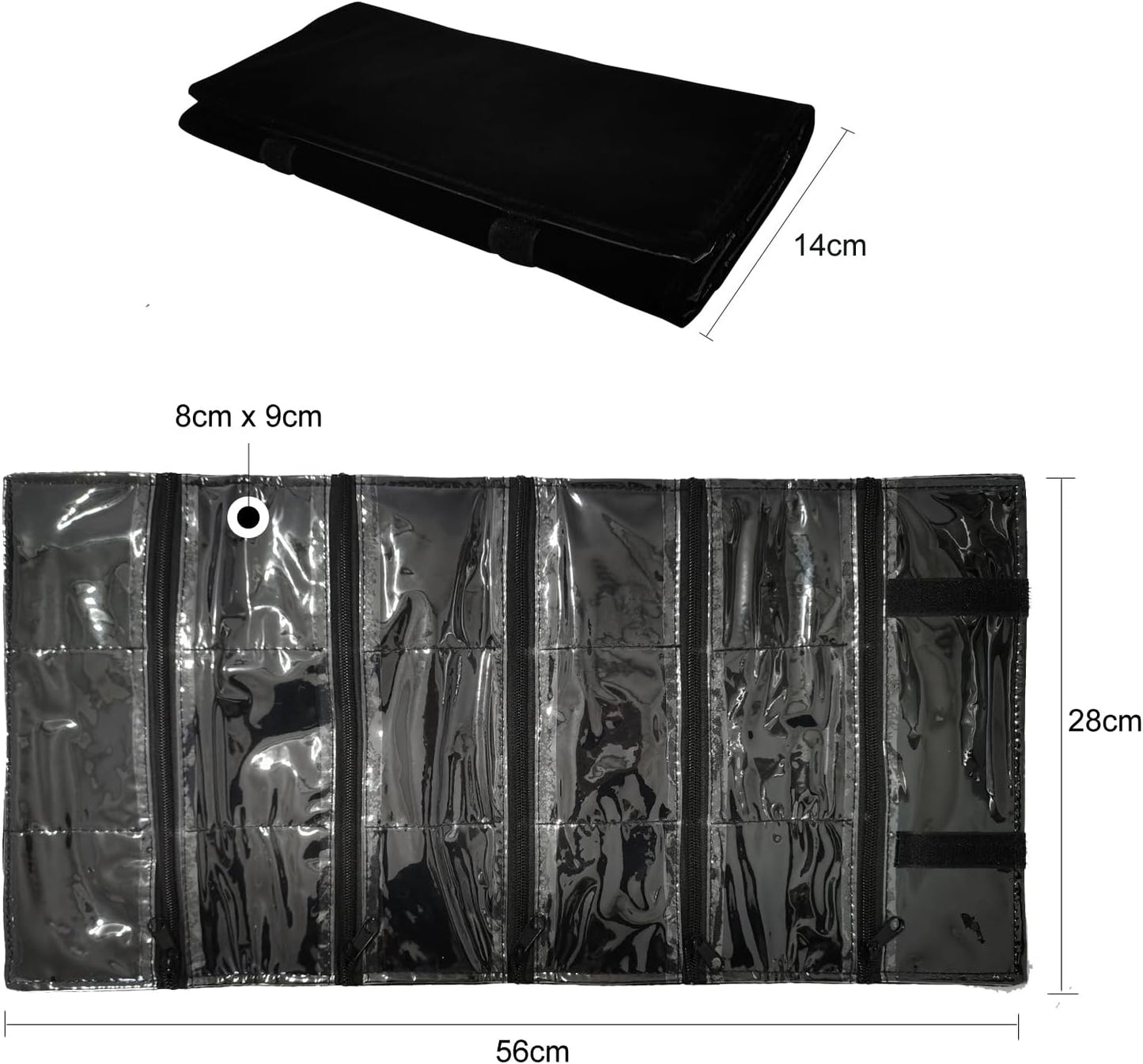 Travel Jewelry Roll Bag Portable Organizer Pouch With Grids&PVC Cover Storage Bags for Necklace, Bracelet, Bracelet,Ring, Badge, Pendant