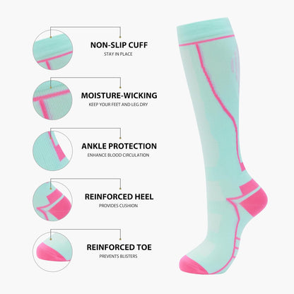 Compression Socks for Women Men Circulation Knee High 8 Pairs for Nurses, Running, Travel, Athletic