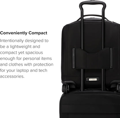 TUMI - Voyageur Leger 4 Wheeled Luggage - Women's Lightweight and Spacious, Sleek Silhouette, Durable Premium Suitcase - 16" Compact Carry-On, Black with Gunmetal Hardware