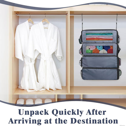 Hanging Travel Organizer, Carry-On Luggage Suitcase Organizer, Portable Travel Shelves Packing Cube for Cruise, Gray