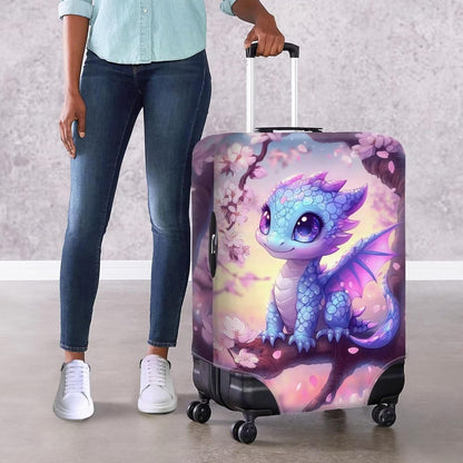 Dragon Suitcase Cover Travel Luggage Protector Washable Elastic Suitcase Covers Anti-Scratch Zip Closure Lugagge Covers for Suitcase Cherry Blossom Luggage Cover Fits 30-32 Inch, XL