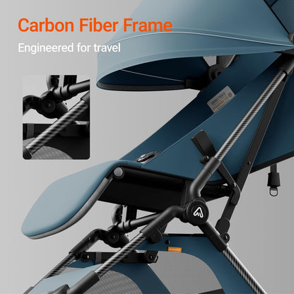 Lightweight Baby Travel Stroller with Carbon Fiber Frame, Compact & Airplane-Friendly, One-Handed Folding Design, 11.6 lbs, Perfect for Toddlers, Blue