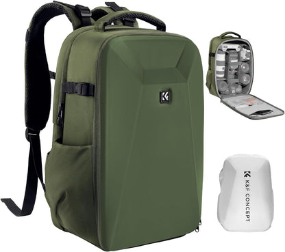 K&F Concept Camera Backpack,Hardshell Photography DSLR Camera Bag with 15-15.6 Inch Laptop Compartment Waterproof Hard Shell Camera Case Compatible with Canon/Nikon/Sony/DJI Mavic Drone