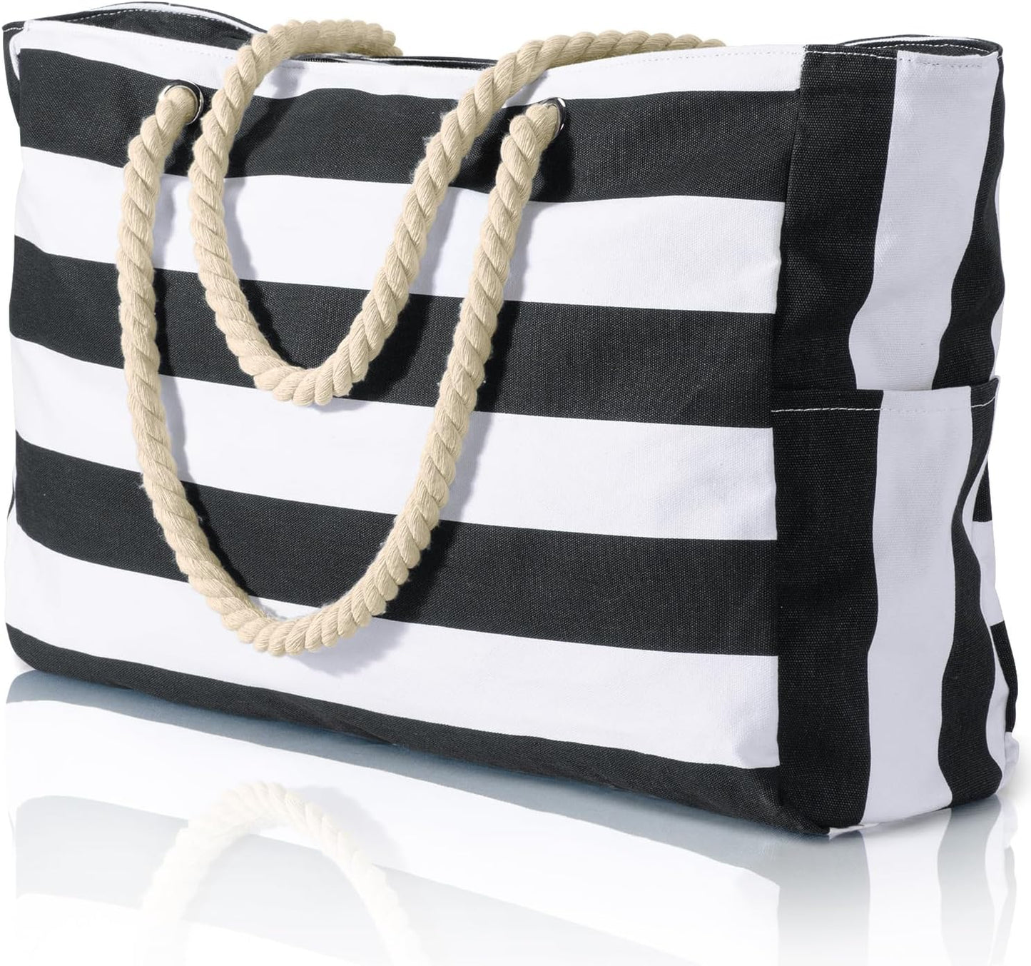 Becokan Beach Bag Large Beach Tote Bag for Women Waterproof Sandproof Swim Pool Bag With Zipper