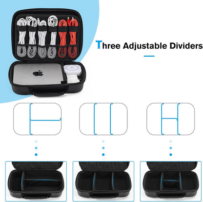 ProCase Hard Travel Electronic Organizer Case for MacBook Power Adapter Chargers Cables Power Bank Apple Magic Mouse Apple Pencil USB Flash Disk SD Card Small Portable Accessories Bag