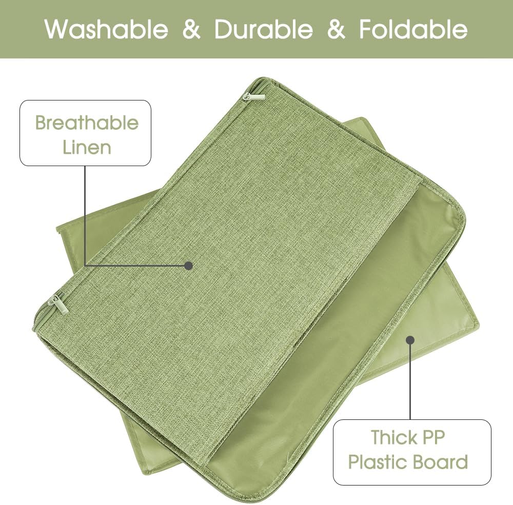 ANMINY Storage Bins with Zipper Lids 36 Qt Lidded Fabric Storage Boxes Baskets Cubes with Handles Collapsible Washable Cotton Linen Closet Shelf Clothes Organizer Containers - Green, Large