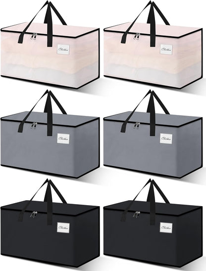Heavy Duty Moving Bags - Extra Large Packing Bags and Storage Totes, Collapsible and Foldable Option for Moving and Storage, Multicolored, 125 L - 6 Pack