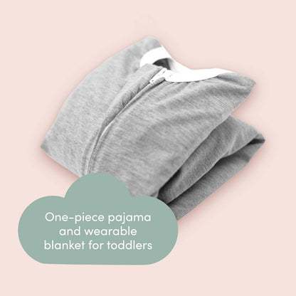 SleepingBaby Flying Squirrel Toddler Pajamas with Practical Zipper for Quick Diaper Changes and Travel Comfort - Heather Grey - 2-3T