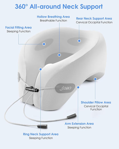 Travel Pillow, Neck Pillow Airplane, Plane Pillow Memory Foam Travel Neck Pillow with 360° Head and Neck Support, Portable Travel Essential Suitable for Airplane, Car, Train, or Bus Trip