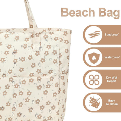 Beach Pool Bags Tote for Women Ladies Large Gym Tote Carry On Bag With Wet Compartment for Weekender Travel Waterproof